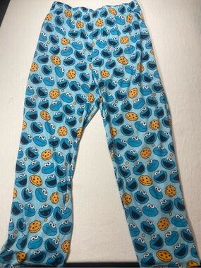 Sesame Street Cookie Monster Blue Print Pajama Pants size large
